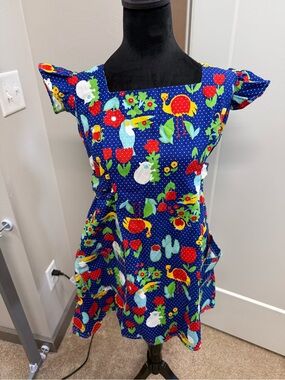 Vintage Now Designs Party Kitchen Apron Floral Bird Ruffle Sleeve Full Cooking